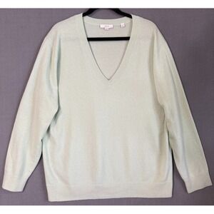 Vince Sweater Men  Size 1X Green Cashmere V‎ Neck Long Sleeve Pullover Business